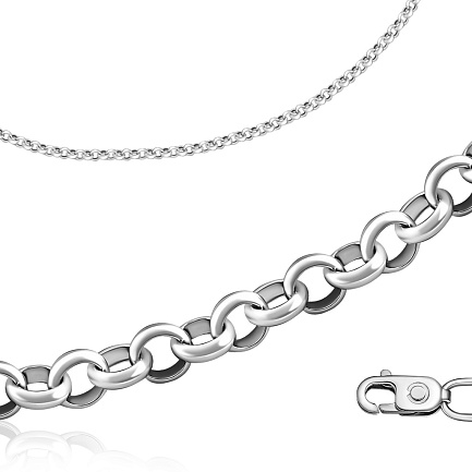 Цепь автомат из серебра, плетение бельцер (ролло)