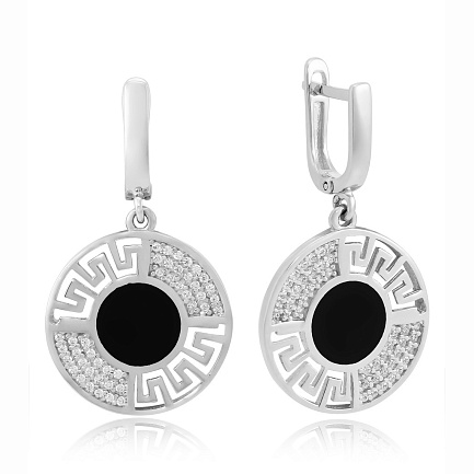 Серьги из белого золота с фианитом