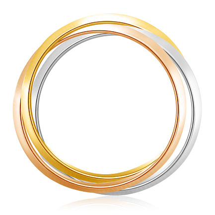Кольцо обручальное гладкое из комбинированного золота