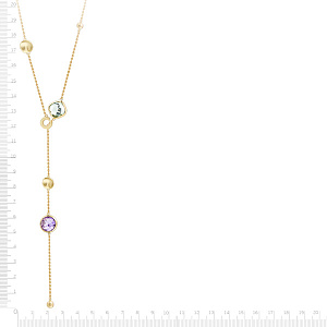 Колье из желтого золота с аметистами, плетение якорное