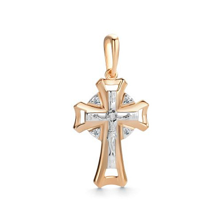 Крест из красного золота с бриллиантами