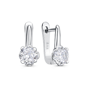 Серьги с английским замком из серебра с фианитами