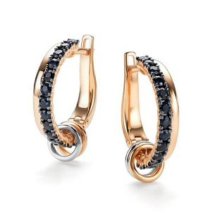 Серьги с английским замком из красного золота с сапфиром