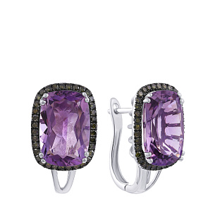 Серьги из белого золота с бриллиантом