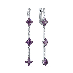 Серьги с английским замком из серебра с фианитами