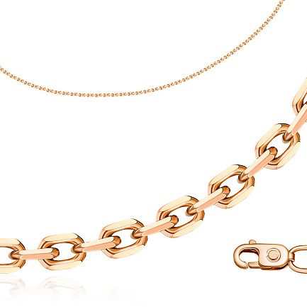 Цепь автомат из серебра с позолотой, плетение якорное