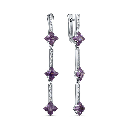 Серьги с английским замком из серебра с фианитами