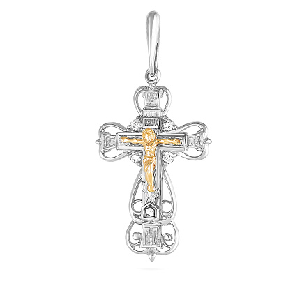 Крест из серебра с фианитами