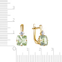 Серьги с английским замком из желтого золота с фианитом