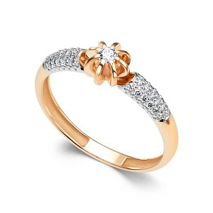 Кольцо из красного золота с бриллиантами