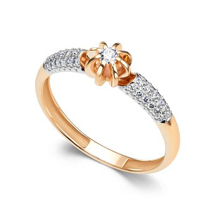 Кольцо из красного золота с бриллиантом