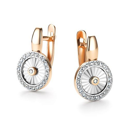 Серьги с английским замком из красного золота с бриллиантами