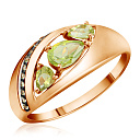 Кольцо из красного золота с фианитом, хризолитом