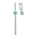 Серьги с английским замком из серебра с фианитами