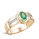 Кольцо из красного золота с бриллиантами, изумрудом