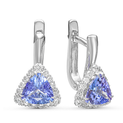 Серьги с английским замком из белого золота с бриллиантами