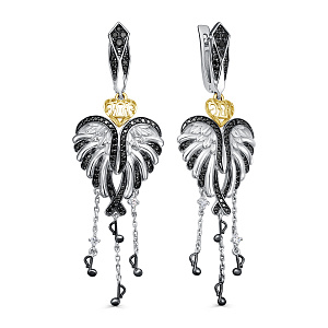 Серьги с английским замком из белого золота с бриллиантами