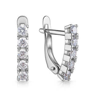 Серьги с английским замком из белого золота с бриллиантами