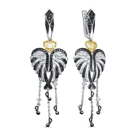 Серьги с английским замком из белого золота с бриллиантами