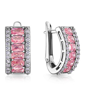 Серьги с английским замком из серебра с фианитом