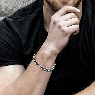 Браслет автомат из серебра, плетение якорное