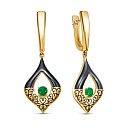 Серьги с английским замком из серебра с изумрудами