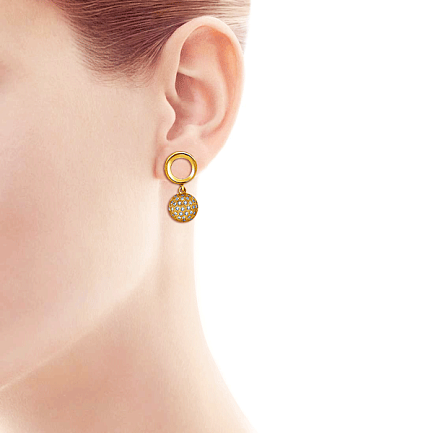 Серьги с английским замком из желтого золота с бриллиантами