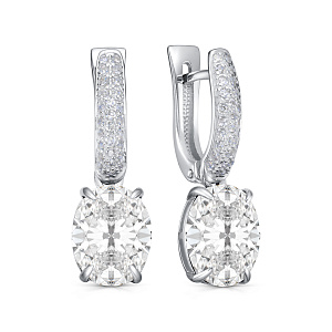 Серьги с английским замком из серебра с фианитом