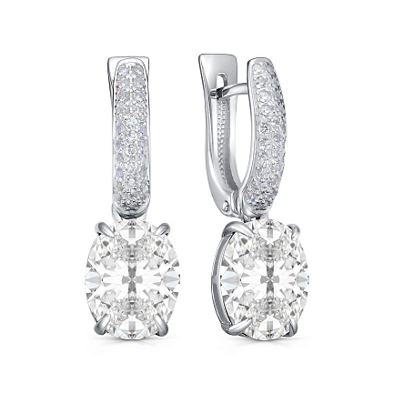 Серьги с английским замком из серебра с фианитом