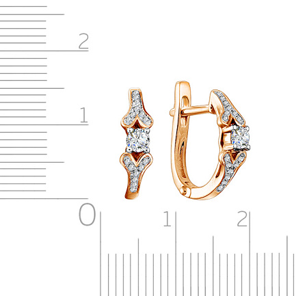 Серьги с английским замком из красного золота с бриллиантами