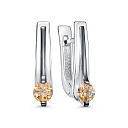 Серьги с английским замком из серебра с фианитами