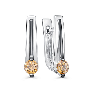 Серьги с английским замком из серебра с фианитами