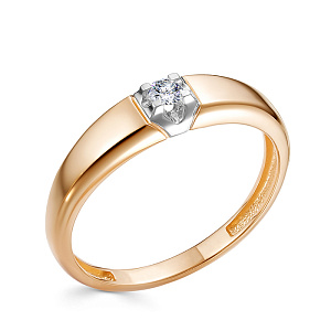 Кольцо из красного золота с бриллиантом