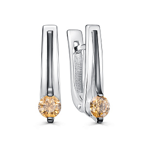 Серьги с английским замком из серебра с фианитом