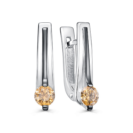 Серьги с английским замком из серебра с фианитами