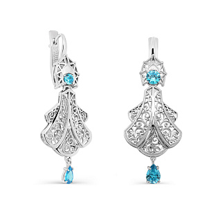 Серьги с английским замком из серебра с фианитом