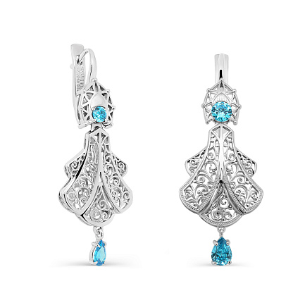 Серьги с английским замком из серебра с фианитами