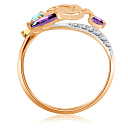 Кольцо из красного золота с аметистом, топазом