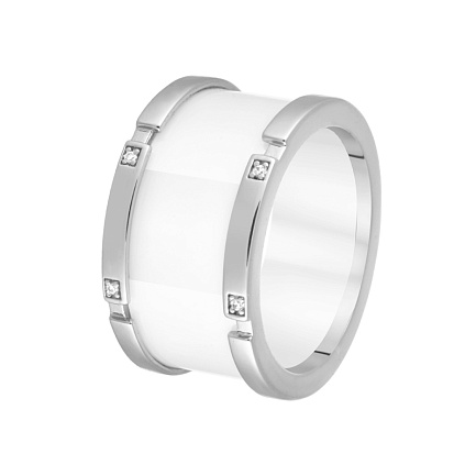 Кольцо из серебра с керамикой, фианитами