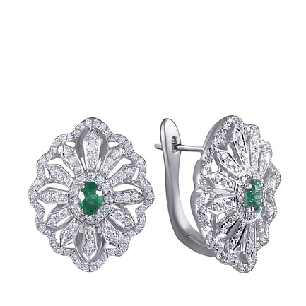 Серьги с английским замком из белого золота с бриллиантами