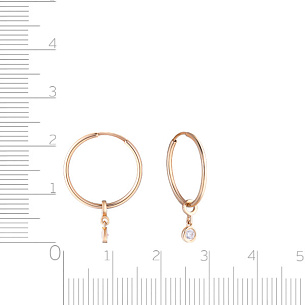 Серьги детские из красного золота с фианитом