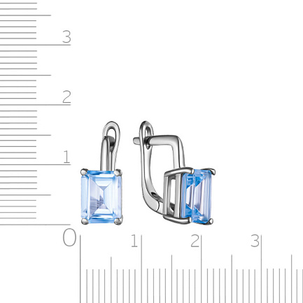 Серьги с английским замком из серебра с топазом