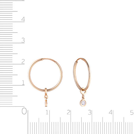 Серьги детские из красного золота с фианитом