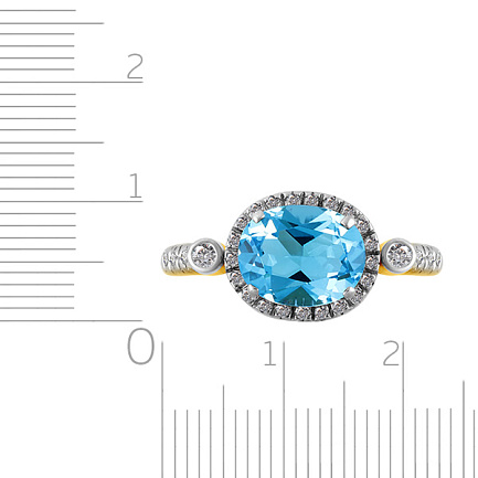 Кольцо из желтого золота с бриллиантами, топазом