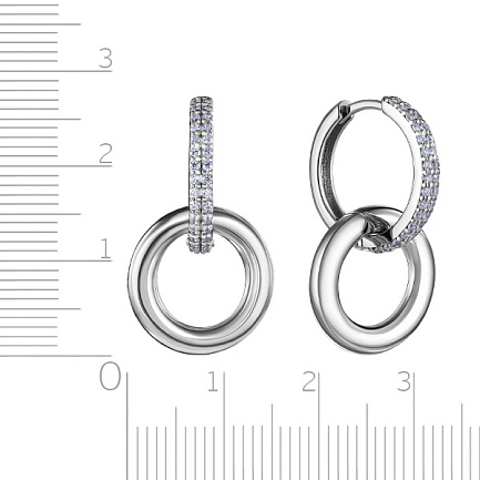 Серьги с английским замком из серебра с фианитом