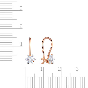 Серьги детские из красного золота с фианитом