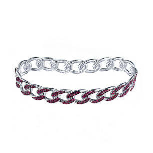 Браслет декоративный из серебра с фианитом