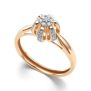 Кольцо из красного золота с бриллиантами