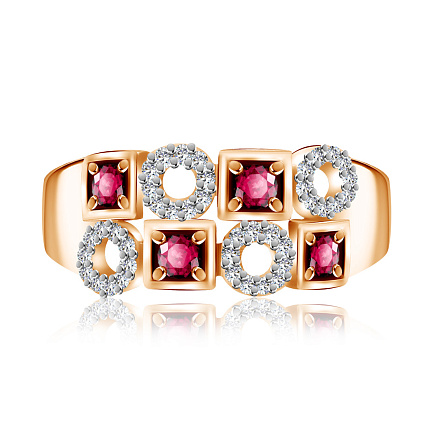 Кольцо из золота с рубинами и бриллиантами