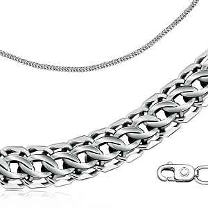 Цепь ручной работы из серебра, плетение каприз